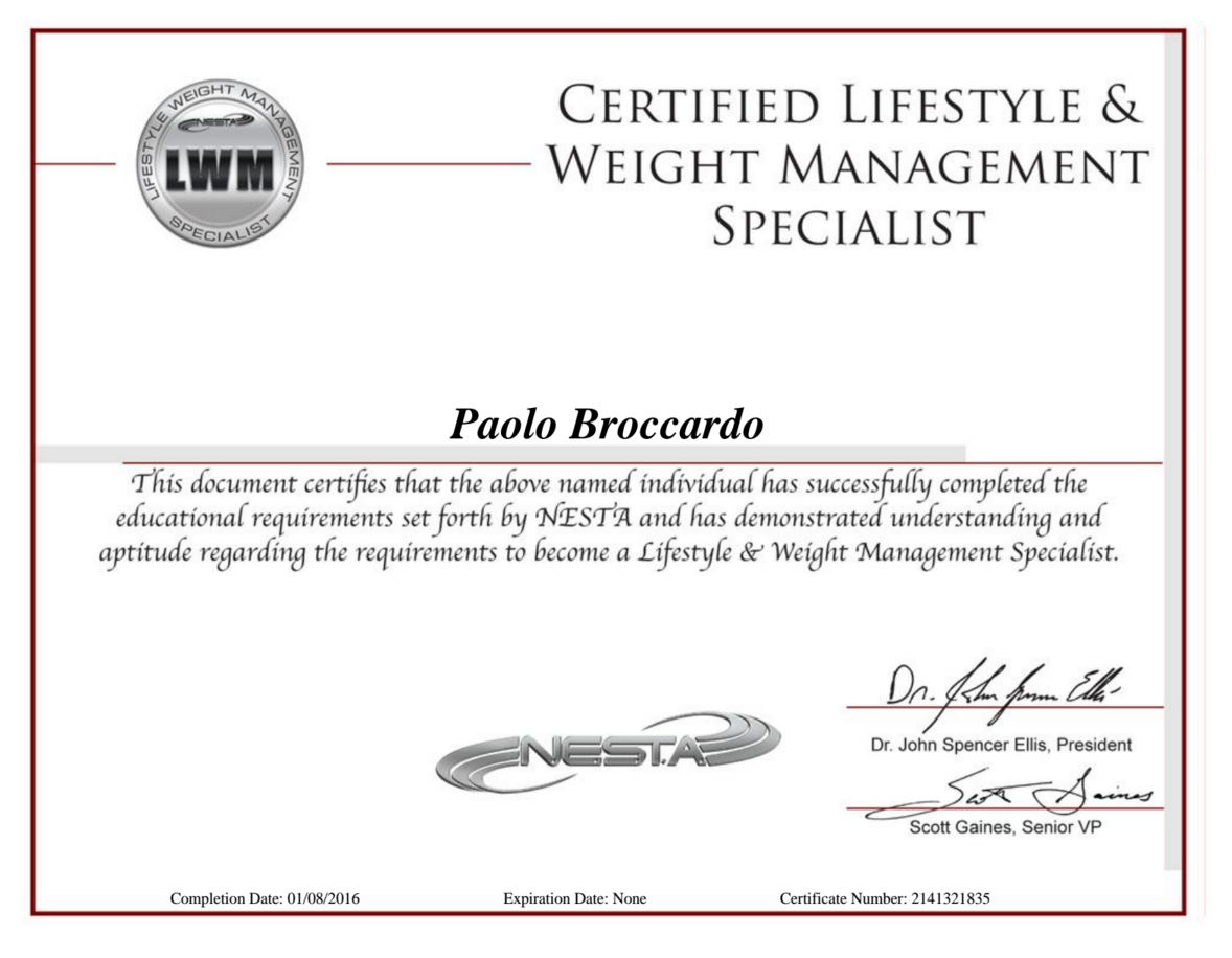 Nesta Certified Lifestyle And Weight Management Specialist